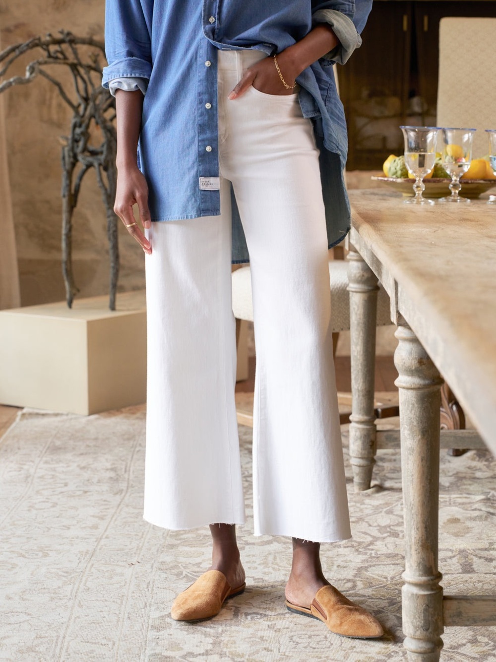 Frank & Eileen White Wide-Leg Jeans